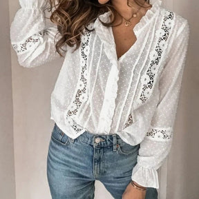 Camisa Feminina de Renda com Botões Larissa